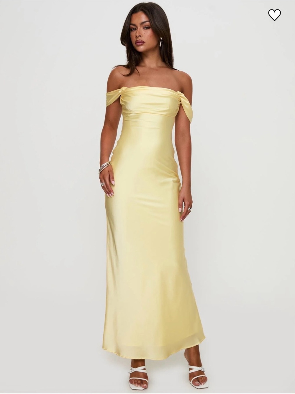 Princess Polly Yellow Satin Off-Shoulder Maxi Dress - 2